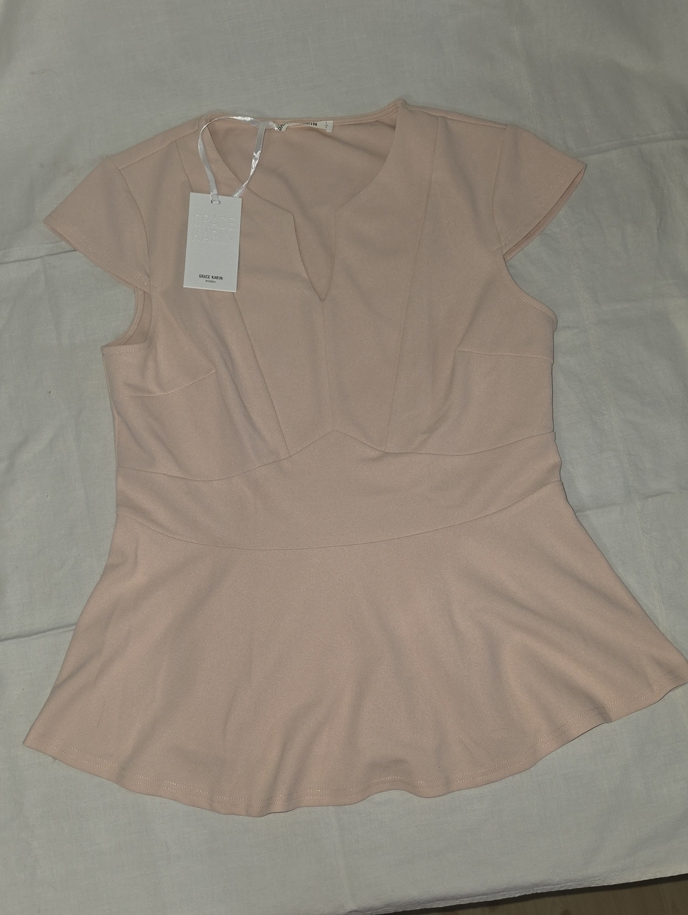 Grace Karin Blush Pink Peplum Tunic Top